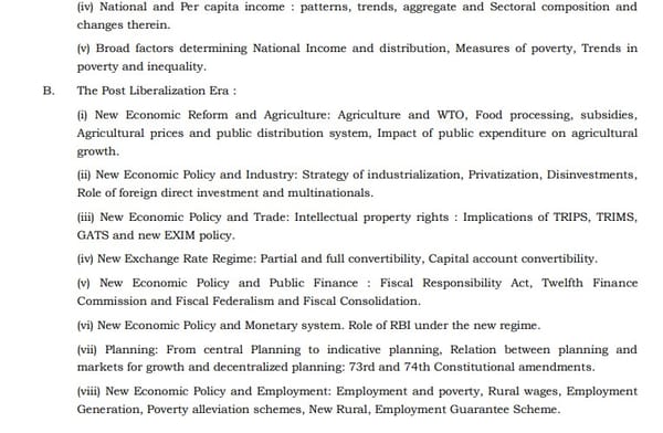 Economics Syllabus For UPSC