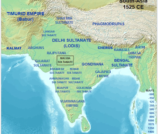 Geographical area of Muzaffarid Dynasty in Malwa