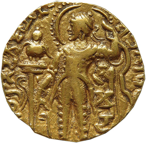 Coin of Samudragupta with Garuda Pillar