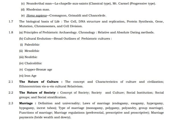 UPSC Anthropology Syllabus for IAS Mains- Anthropology Syllabus Paper-I 3