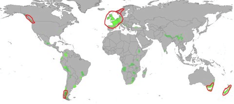 Distribution of British Type of climate