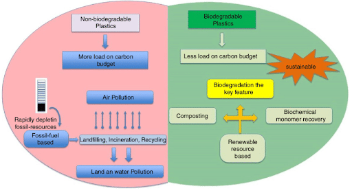 Example of Non-biodegradable and biodegradable plastics