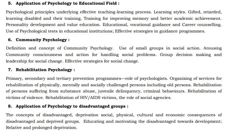 UPSC Psychology Syllabus- Syllabus for UPSC Psychology Paper-II - 2
