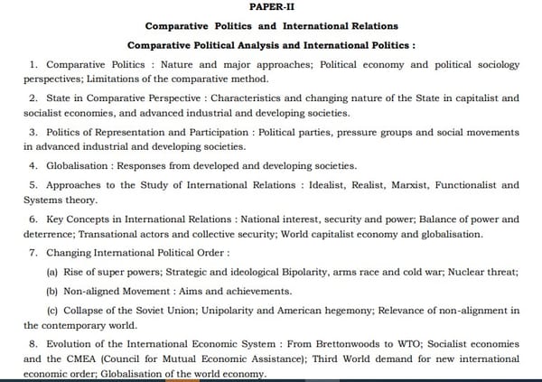 UPSC Political Science Optional Syllabus Paper II-1