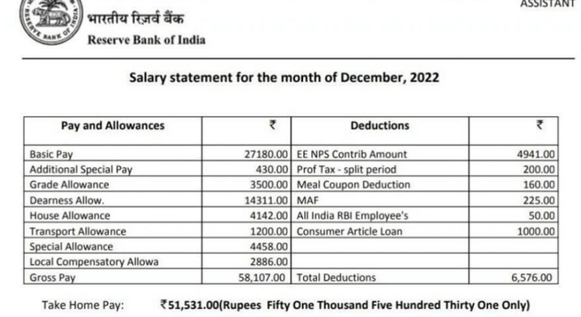 rbi assistant salary slip 2026