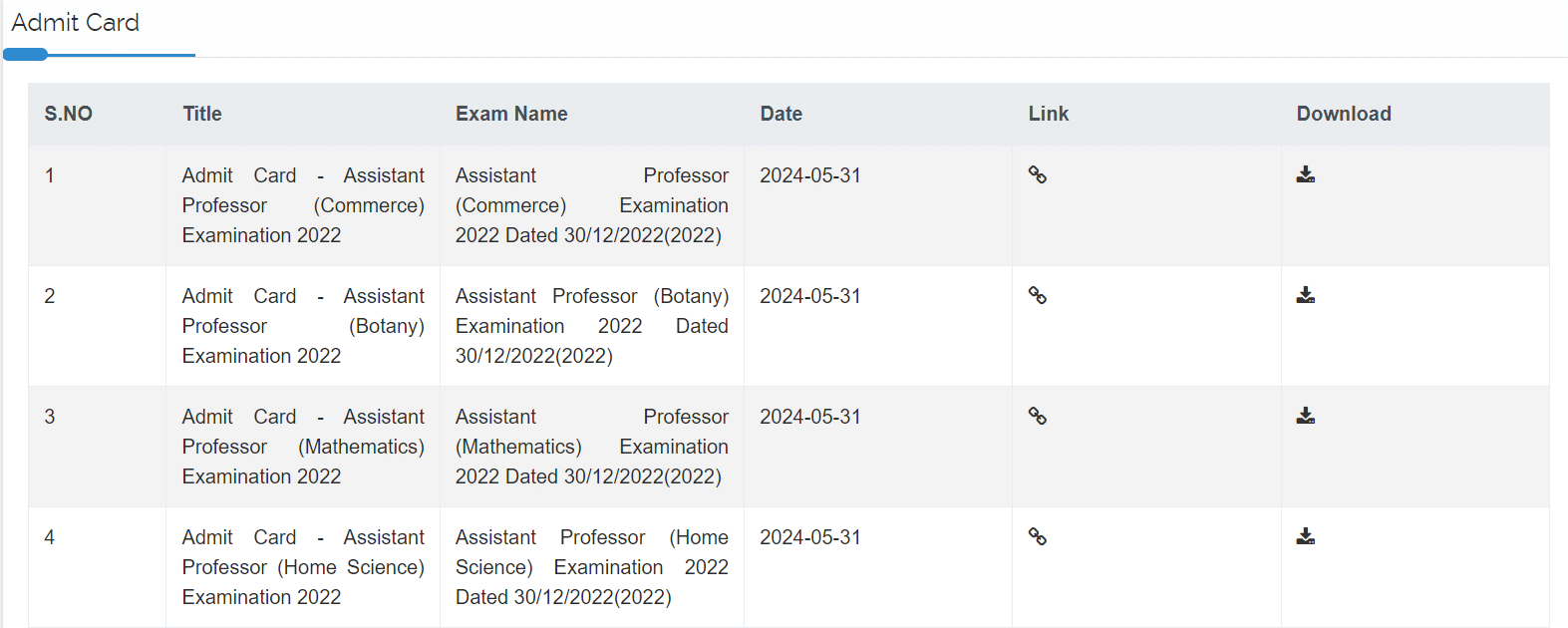 admit card
